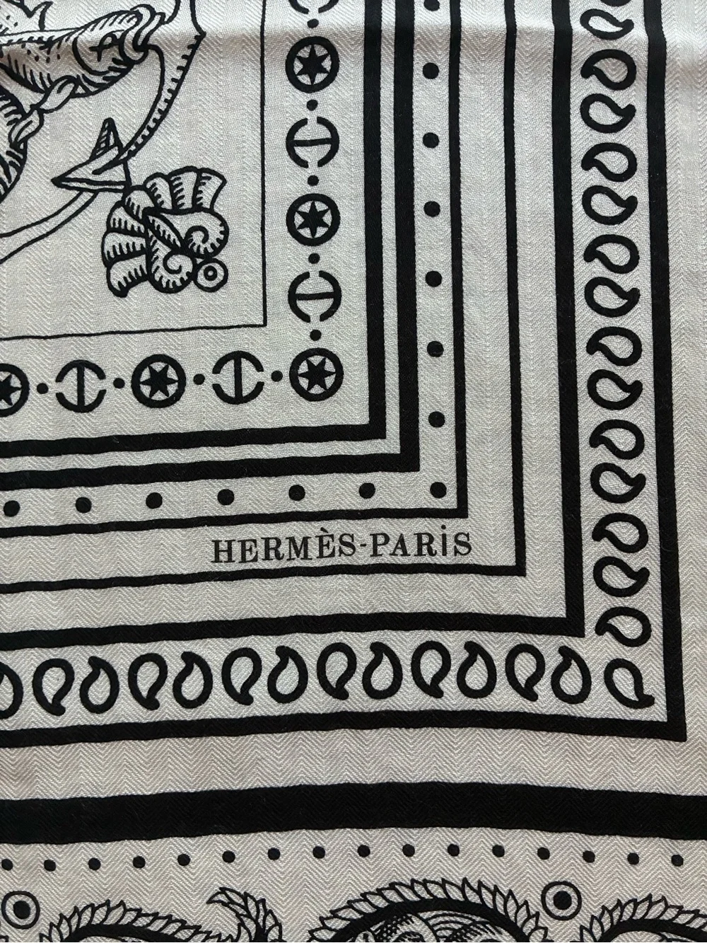 Hermes Tatouages Marins Bandana 140vm Cashmere/Silk NWT
